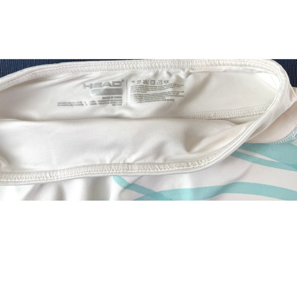 HEAD Tennis‎ Skort XS White Aqua Blue Skort Wave Athletic Mini Skirt Tenniscore - Picture 7 of 7